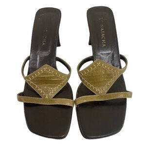 Natasha Vintage 00’s green straps heeled sandals Size 7 EU 38 Boho